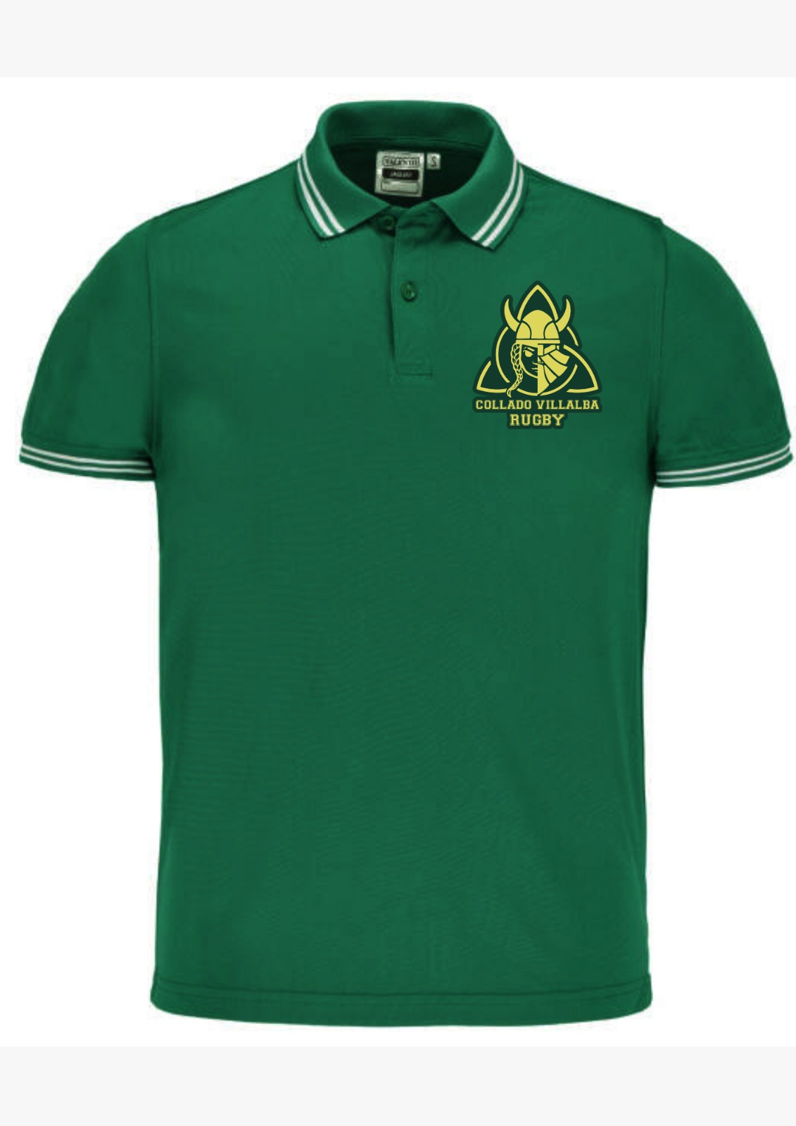 Polo verde con detalles blancos · Adulto